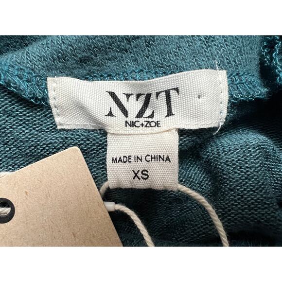 Nic+Zoe NZT Top Sweet Dreams Snap Neck Tee Heathered Teal Women's XSmall New! - Picture 5 of 12